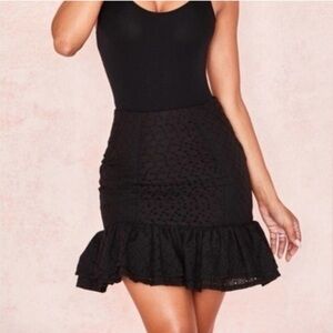 House of CB Black Eyelet Mini Skirt Size M